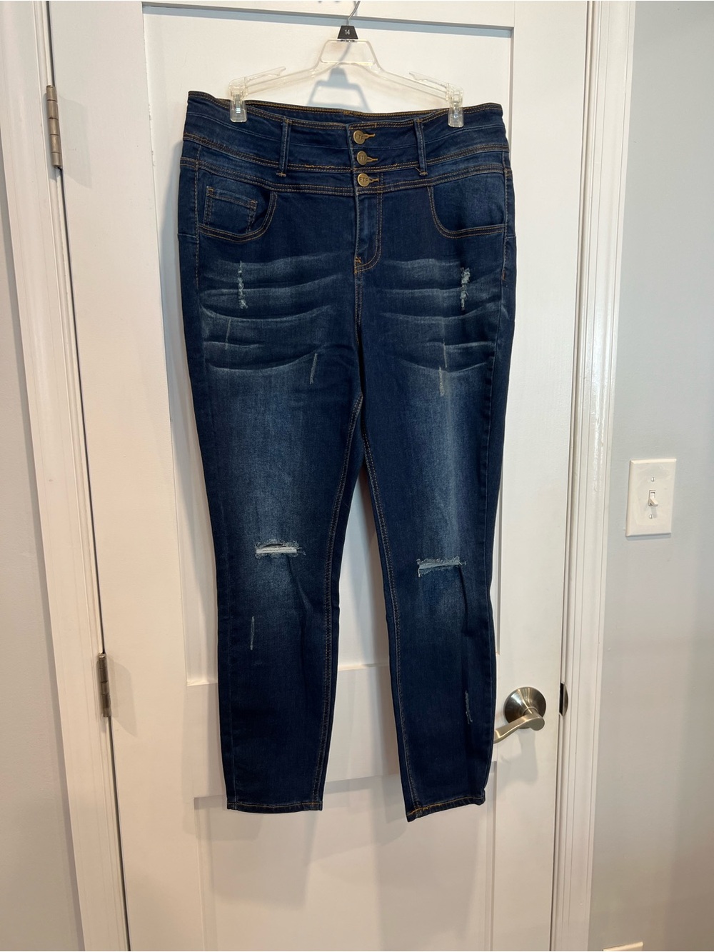 Fashion to Figure Dark Blue Skinny Distressed Jeans